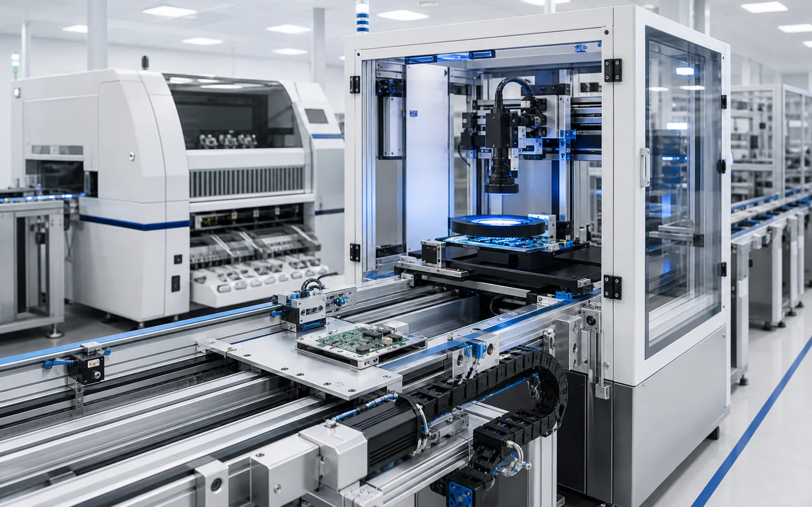 Electronics production automation with precision motion and inspection systems